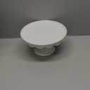 Martha Stewart Patterson 10" Round White Stoneware Pedestal Cake Stand, 5.1" Tall - Fits 9" Cakes | Elegeant Display Plate Stand for Parties, Weddings & Desserts