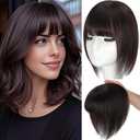 Hair Toppers for Women Real Human Hair, 360 3D Human Hair Toppers for Women with Thinning Hair Upgrade Middle Part Clip in Bangs (Chestnut Brown(Big Coverage), 12 Inch-3D-Wispy)