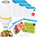 42 PCS Sous Vide Vacuum Sealer Set - 30 Reusable Bags, 5 Clips and Sealing Clips for Anova, Joule Cookers