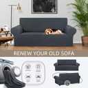 KEKUOU Stretch Loveseat Sofa Cover Slipcover,Couch Covers for 2 Cushion Couch Sofa (55"-78") Furniture Protector Sofa with Elastic Bottom for Kids,Dog. Jacquard Small Checked (Medium,Charcoal)