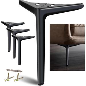 Metal Legs for Furniture Set of 4, Matte Black Furniture Legs 10 Inch, Short Cabinet Legs, Dresser Legs Heavy Duty, Modern Couch Feet Replacement for Sofa Cube Storage Futon Nightstand