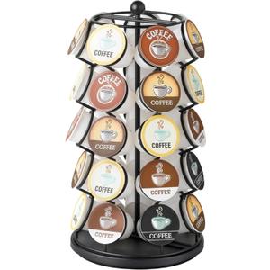 Nifty K Cup Holder Compatible with K-Cups, Coffee Pod Carousel | 35 K Cup Holder, Spins 360-Degrees, Lazy Susan Platform, Modern Black Design, Home or Office Kitchen Counter Organizer
