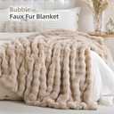Smoofy Faux Fur Throw Blanket for Couch  Linen Fluffy Cozy Rabbit Fleece, Plush Soft Bubble Blanket for Sofa & Bed, for Mom, Warm Fuzzy Home Room Decor Throw 50" x 60"