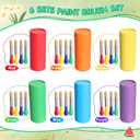 6 Pack Watercolor Paint Brushes Bulk Set for Kids Baby Toddler-4 Pcs Per Set Jumbo Brushes with Chubby Wood Handles for Easy Grip Paintbrushes Non Toxic Bristles (Colored)