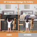 Retractable Baby Gates - 200" Extra Wide Retractable Dog Gate, 42" Extra Tall Mesh Gate Pet Gate with Support Rods, Long Child Safety Gate for Stairs Doorways Indoor Outdoor Large Openings - Black