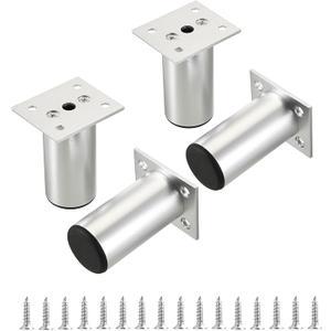 Sumnacon 4PCS Aluminium Alloy Furniture Legs - Round Adjustable Sofa Legs Furniture Cabinet Legs, 3 Inch Funiture Feet for Cabinet Desk Table Chair Sofa Bed, Silver