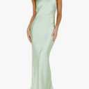 Phicia Sexy Satin Halter Neck Backless Maxi Dress for Women Elegant Tie Cowl Back Formal Wedding Guest Dress for Summer L