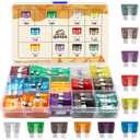 140 Pieces Fuses Automotive - Standard Blade Car Fuse Kit, Auto Fuse Assorted for Marine, RV, Camper, Boat, Truck (1A 2A 3A 5A 7.5A 10A 15A 20A 25A 30A 40AMP)