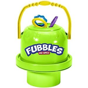 Little Kids Fubbles No-Spill Big Bubble Bucket in Green for Multi-Child Play, Made in the USA