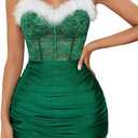 Avidlove Christmas Lingerie for Women Lace Babydoll Sexy Santa Outfits Mrs Claus Costume (Small, Green)
