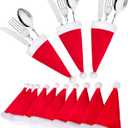 jollylife 38Ct Christmas Santa Hats Silverware Holders - Xmas Party Dinner Table Dinnerware Decorations Supplies Flatware Decor