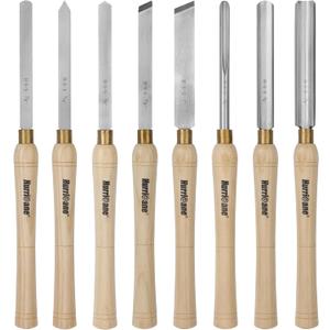HURRICANE 8pc Wood Lathe Chisel Set Wood Turning Tools Wood Lathe Tools HSS Turning Tools for Woodworking with Wooden Box - Perfect Tools for Precision Cutting and Smooth, Detailed Projects