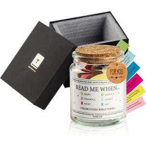 Bible Verses in a Jar, Inspirational Bible Verse Jar with 90 Coloring Scriptures, The Hope Jar Bible Verses Jar for Emotions Feelings, Scripture Gifts Religious Gifts Christian Gifts for Women Men