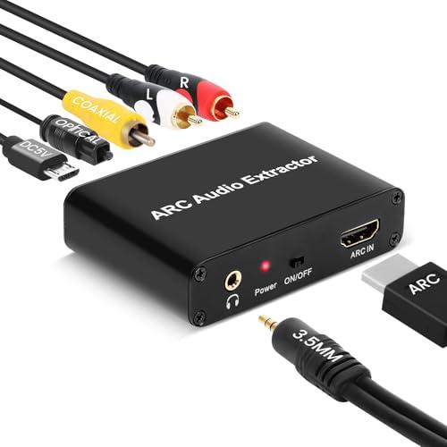 Aodafy HDMI ARC Audio Extractor, HDMI ARC to Optical RCA Audio Adapter, for TV to Sound bar Sound System Speaker Amplifier
