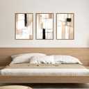 FWIEXA Modern Abstract Canvas Wall Art Set of 3, Framed Neutral Wall Decor, Large Black White Wall Painting, Beige Cream 16x24 Inch Prints Artworks for Living Room, Bedroom, Dining Room, Office