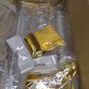 DI QIU REN 120 Pcs 5oz Dessert Cups with Golden Spoon, Plastic Dessert Parfait Cup Clear Appetizer Pudding Cup, Round Serving Goblet Cups Shot Glasse (Round Goblet with Cocktail Picks60Pack)