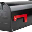 Black Metal Mailbox, Galvanized Steel Outside Mailboxes, Standard Medium Capacity, 20 x 8.7 x 6.7 Inches