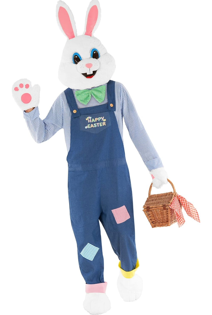 Morph Easter Bunny Costume Adult Rabbit Mascot Dungarees Suit for Easter Costumes Celebrations and Events L