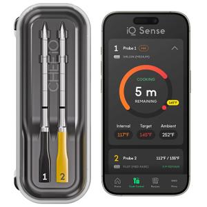 CHEF iQ Sense | Smart Wireless Meat Thermometer | 2 Ultra-Thin Probes | WiFi Unlimited Range | 1000F Heat Safe | 5 Sensors | BBQ, Grill, Oven, Smoker, Air Fryer | Gen3