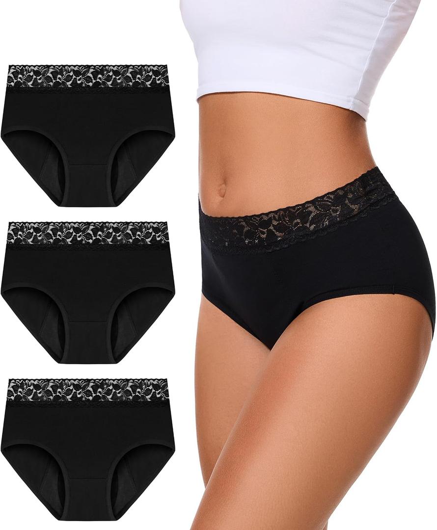 Incontinence Underwear For Women, 100ML Leakproof Lace Briefs, Period Panty for Postpartum Bladder Leak, 3 Pack (Medium, Black) Incontinence Underwear For Women, 100ML Leakproof Lace Briefs, Period Panty for Postpartum Bladder Leak, 3 Pack (Medium, Black)