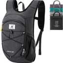 SKYSPER 15L/20L Foldable Hiking Backpack Lightweight Packable Travel Daypack with Chest Strap Small Folding Pack for Walking (Black)