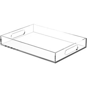 Clear Acrylic Tray with Raised Edges, Multi-Purpose Organizer Tray for Vanity, Bathroom, Kitchen, Countertop, Dresser & Desktop, Waterproof & Scratch-Resistant (11.2" x 7.9" x 1.7")