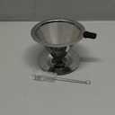 Pour Over Coffee Dripper, Double Mesh Coffee Filte-r Paperless Coffe-e Strainer Reusable Coffe-e Maker Dripper with Stand and Cleaning Brush(COLOR:Silver)