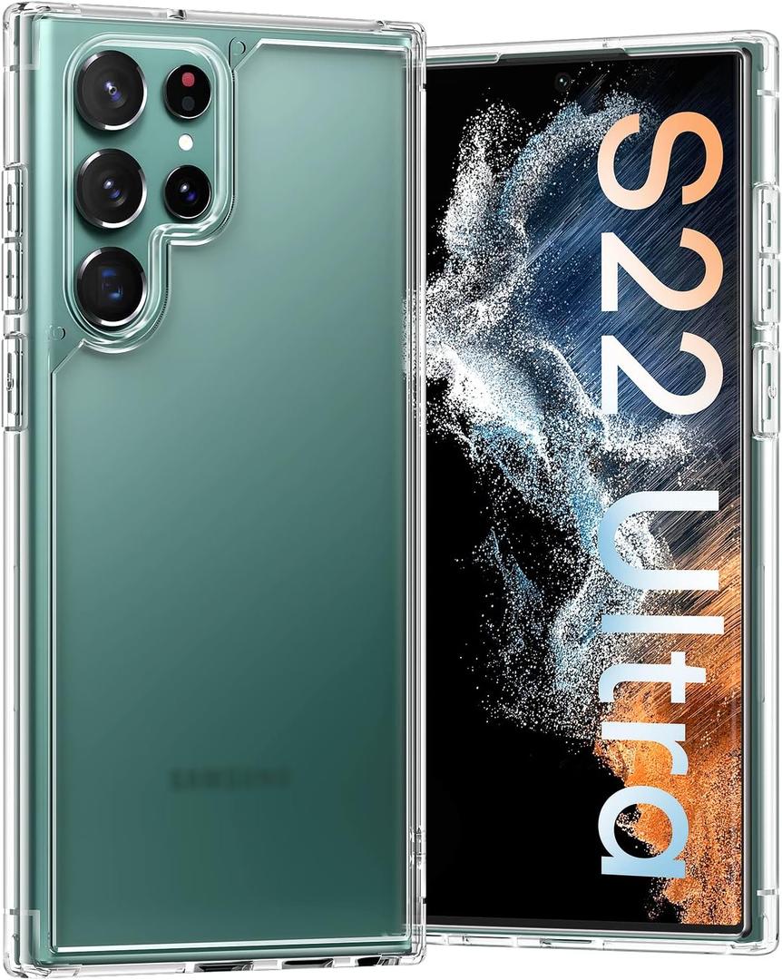 TOCOL for Samsung Galaxy S22 Ultra Case, Translucent Matte Hard Back [Military Grade Shockproof] [Anti-Scratch & Anti-Fingerprint] Slim Fit Protective Cover for Galaxy S22 Ultra Case 6.8'', Clear