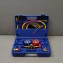 Orion Motor Tech AC Gauges, AC Manifold Gauge Set for R134a R12 R22 R502, 3 Way Automotive AC Gauge Set with Antishock Gauges Hoses Couplers Adapter, Puncturing Can Tap Freon Recharge Kit