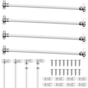 4 Pcs Door Curtain Rod Set Swivel Sash Curtain Rods French Door Curtain Rods Set for Windows and Sidelights(12-21 Inch)