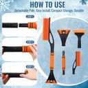 Lasnten Orange 24'' Snow Brush and Ice Scraper for Car Windshield Set, 2 in 1 Detachable Snow Scraper with Soft Grip Handle and Additional Handhold, Multi-Functional Removal Tool for Car, Truck, SUV