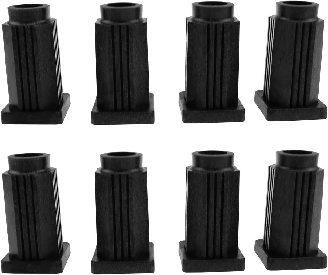 Square castor sleeve Square caster socket inserts cap Plastic caster sleeve round insert Bolt castor sleeve Inner rod circleBLACK-8PCS