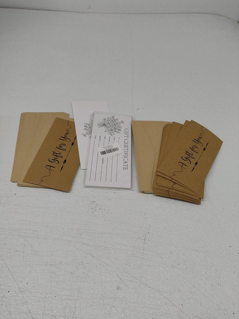 Blank Gift Certificates Kraft Certificate Cards with 48 Pcs Envelopes for Business Salon Restaurants Spa Christmas Birthday