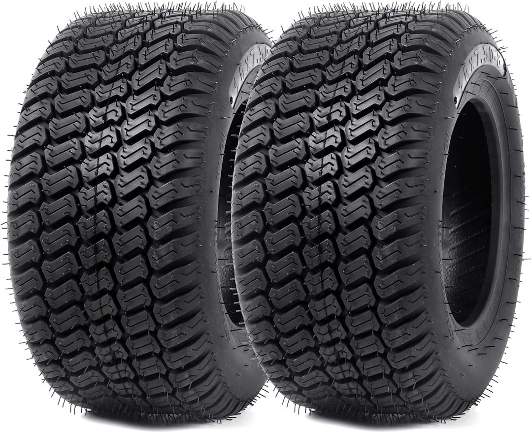 AR-PRO (2-Pack) 16x7.50-8 Tires, 4PR Tubeless Tires Compatible with Riding Lawn Mowers, Garden Tractors, Golf Carts, and Yard Equipment