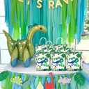 YanZonic Dinosaur 2nd Birthday Gift Bags, 16Pcs Two Rex Party Decorations, Dinosaur Birthday Decorations for 2 Year Old Boy, Green