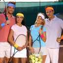 24 Pieces 80s Neon Sweatbands Set, Include 8 Sports Headbands and 16 Sweat Wristbands Elastic Athletic Tennis Sweat Bands Bulk for Man Woman