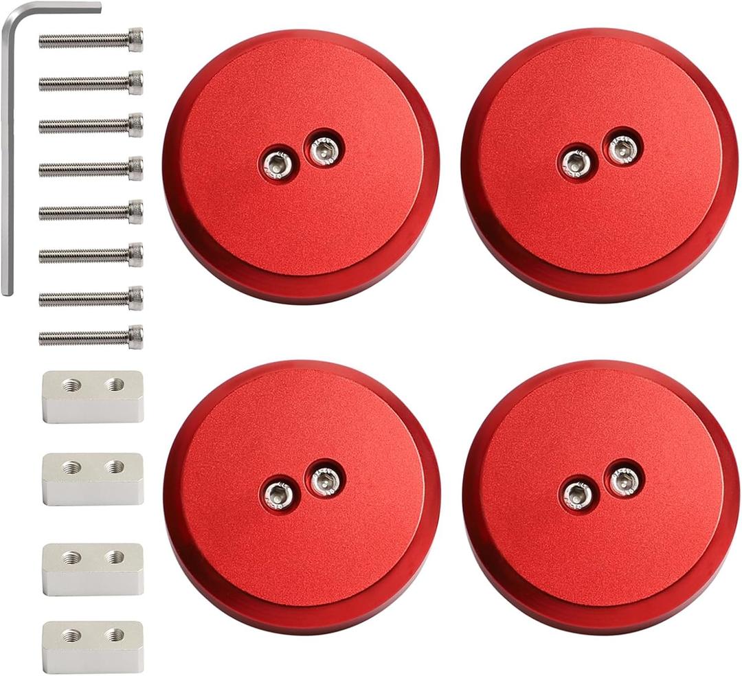 Corvette Jack Pucks Aluminum Lifting Puck Pad Compatible with Porsche Corvette C7 C6 C5 C8 Z06 1997-2025 (Pack of 4) (Red)