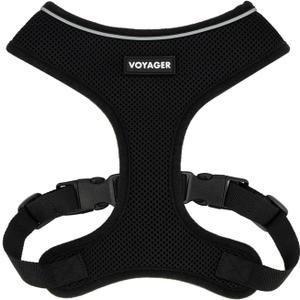 Voyager Aerolite Over The Head Dog Harness, No Pull Breathable Air Mesh Vest, Quick Dry with Reflective Stitching, Adjustable Escape Resistant Harness for Small Medium Large Dogs - Black, Medium