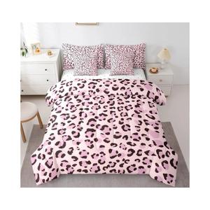 Feelyou Pink Leopard Print Comforter Set with Sheets Twin Size Kids Cheetah 7 Pieces Bedding Set for Boys Girls Teens Animal Print Bed in a Bag Breathable Safari Bed Set Room Decor