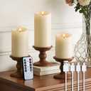 Ivory Real Wax LED Rechargeable Flameless Battery Operated Pillar Candles