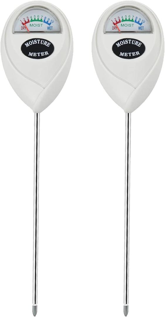 Censinda Soil Moisture Meter, 2 Pack Soil Moisture Monitor for House Plants, Indoor & Outdoor, Garden, Farm, Lawn Plant Care, No Battery Needed(White)