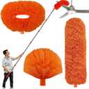 20 Ft+ High Reach Cleaning Tool Kit - Microfiber Feather Ceiling Fan Duster & Cobweb Duster with 3-14 ft Spliceable Pole Duster for Cleaning Fan, Spider Web, Ceiling, Blinds, Furniture Clean