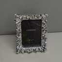 5x7 Picture Frame Crystal Cluster Vintage Photo Frame with High Definition Glass Antique Display Holder for Tabletop Wall Hanging (Silver)