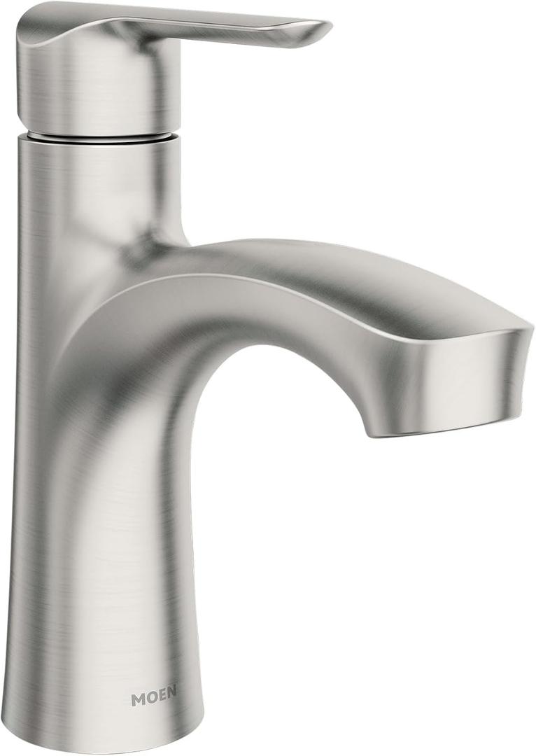 Moen Findlay Spot Resist Brushed Nickel Single-Handle Bathroom Faucet, Single-Hole Setup with Deckplate, 84516SRN