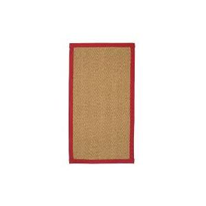 Natural Look Accent Rug Natural Boucle Weave With Red Banded Border 20x34 In