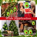 HyDren 16 Pcs Christmas Lime Green Velvet Balls for Tree 2.4 Inch Flocked Green Hanging Ornaments with Red Heart Decorations Xmas Round Pom Pom Balls for Indoor Home Decor Holiday Party Supplies