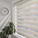 ShadesU Cordless Zebra Blinds – Light Filtering Dual-Layer Window Shades for Privacy (Ivory Color) (Maximum Height 72") (Width 23")
