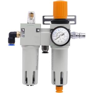 Generic 1/2"" NPT Tire Changer Oil Water Separator, Inline Pressure Regulator with Pressure Gauge, Oil Water Regulator for Tire Changer, Max. 145psi, with Connectors & Mounting Accessories