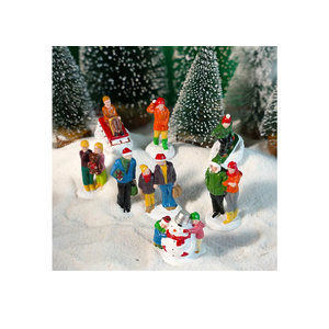 Rileryan 8 PCS Miniature Christmas Town People Figurines Village Sets for Christmas Collectible Decorations Accessories