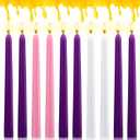 Nuanchu 10pcs Beeswax Advent Taper Candles Natural Beeswax Candle 10 Inch x 7/8 Inch Advent Table Decoration Handmade Smokeless Unscented Taper Candle for Xmas Holidays Celebration Church Wreath Decor